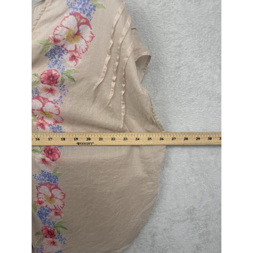 Free People Floral Embroidered Blouse Coastal Boho Cottagecore Peasant Top Lg - Picture 8 of 9